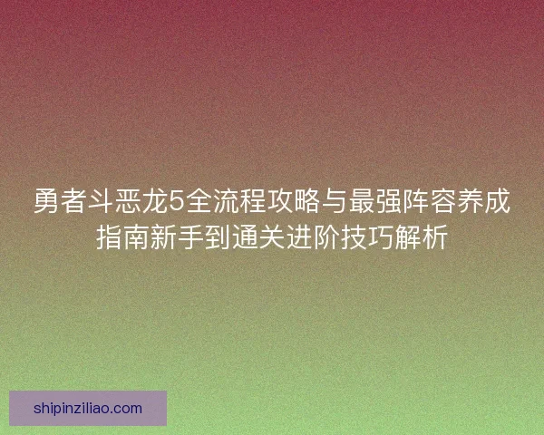 勇者斗恶龙5全流程攻略与最强阵容养成指南新手到通关进阶技巧解析