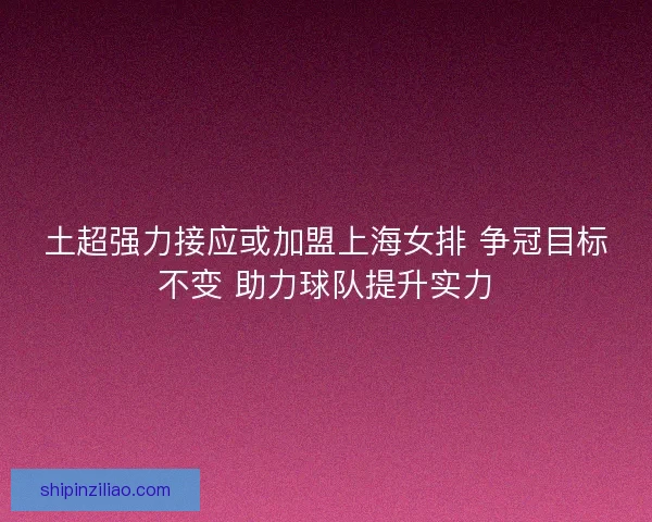 土超强力接应或加盟上海女排 争冠目标不变 助力球队提升实力