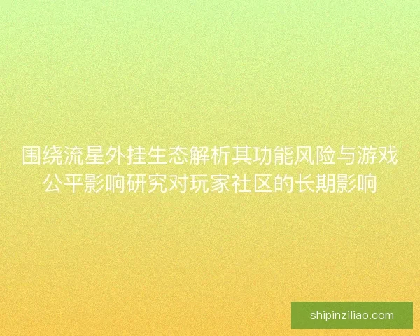 围绕流星外挂生态解析其功能风险与游戏公平影响研究对玩家社区的长期影响